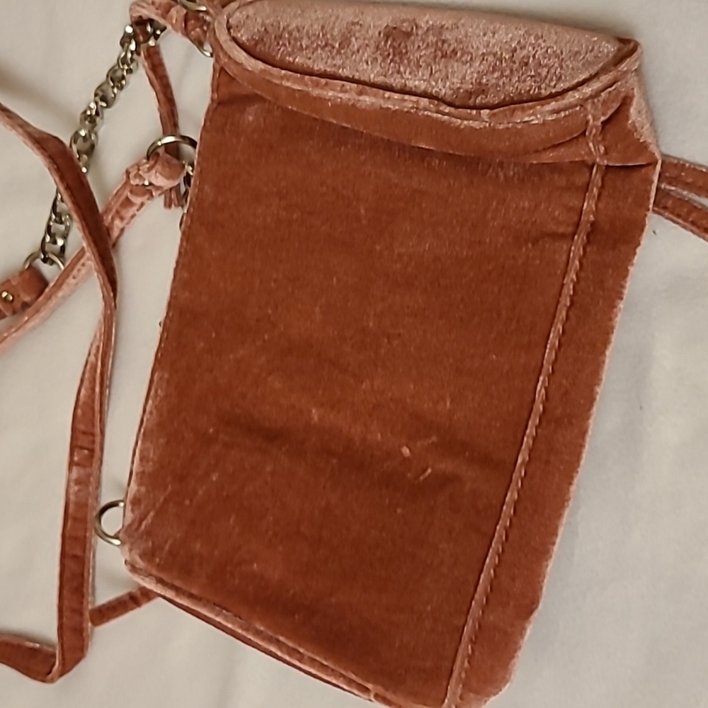 Ladies Vicky Double Zip Crossbody 9x6" Bag Cognac Cranberry 50" Strap - Picture 6 of 8